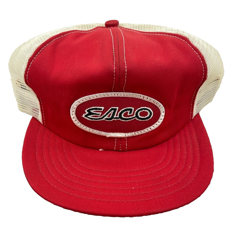 Vintage Eaco Trucker Hat Made In USA Eastern Coal Mine 80s 90s Patch Mesh Red